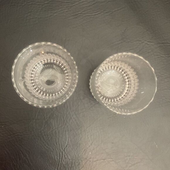 Crown Royal 10 Ounce Clear Glass White Logo Etched Stamped Bottom Sold Set Of 2 - Picture 3 of 7